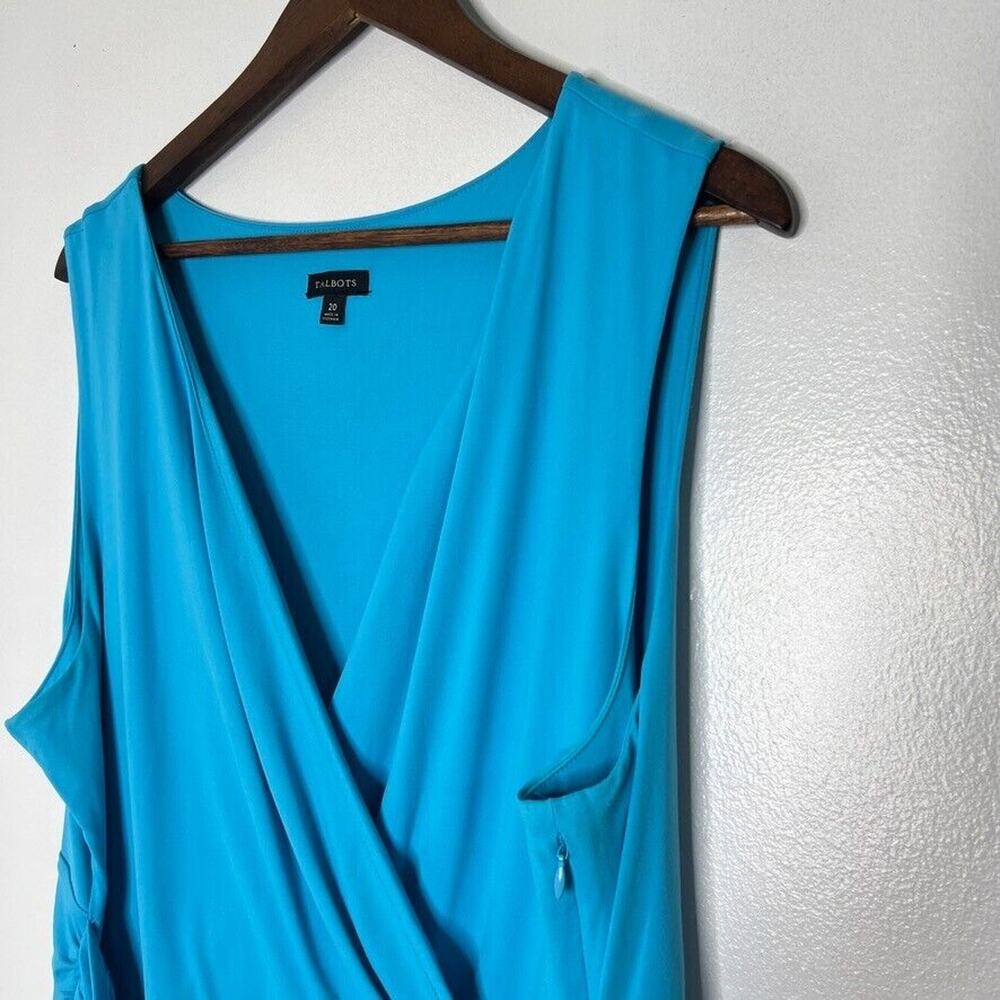 Talbots Plus Size 20 Turquoise Sleeveless Wrap Dress Elegant & Flattering Womens